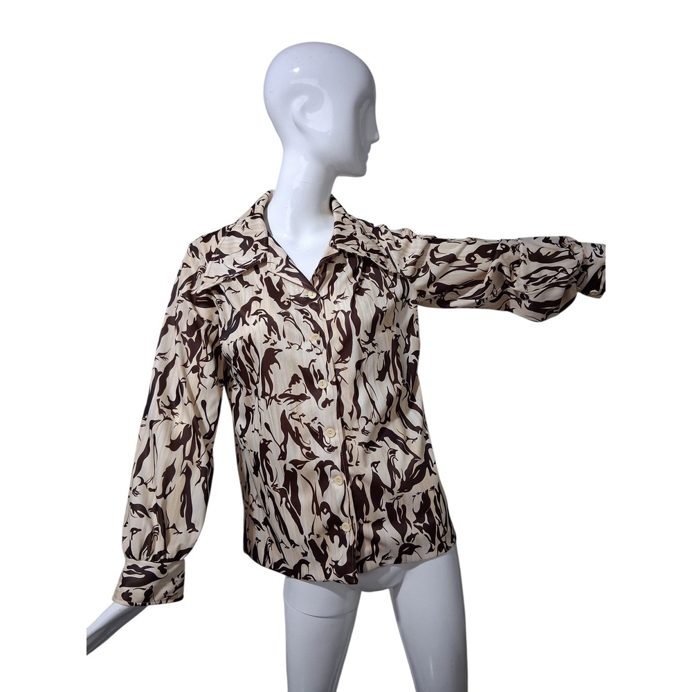 Vintage Miss Marilyn of Dallas 70s‎ Womens size 14 Penguin Disco Hippie  Top